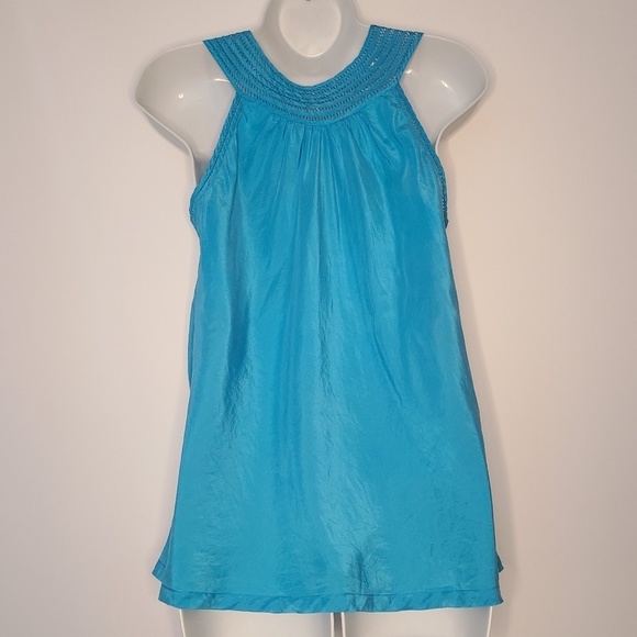 Banana Republic Blue Silk Sleeveless Blouse M - Picture 3 of 6